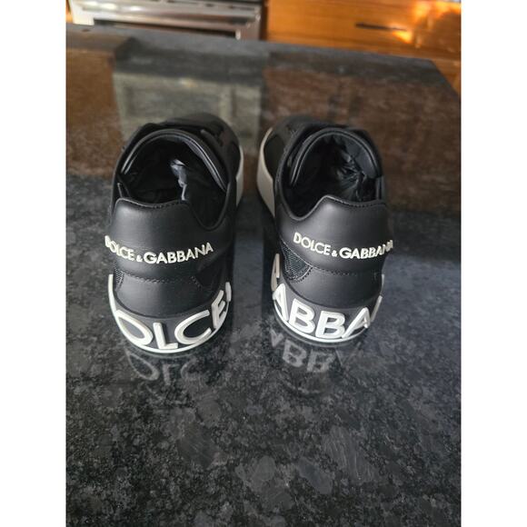NWT Dolce&Gabbana Portofino Black & White Logo Sneakers - 38EU - Picture 8 of 9